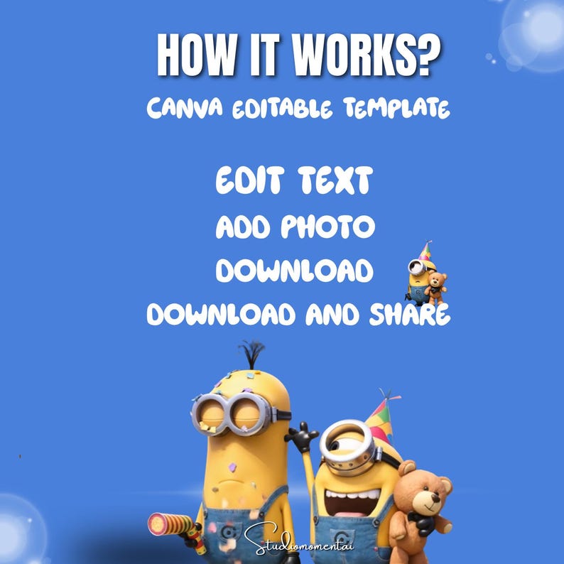 Minions Birthday Video Template, Personalized Kids Video Wishes, Canva Editable MP4 with Child Photo