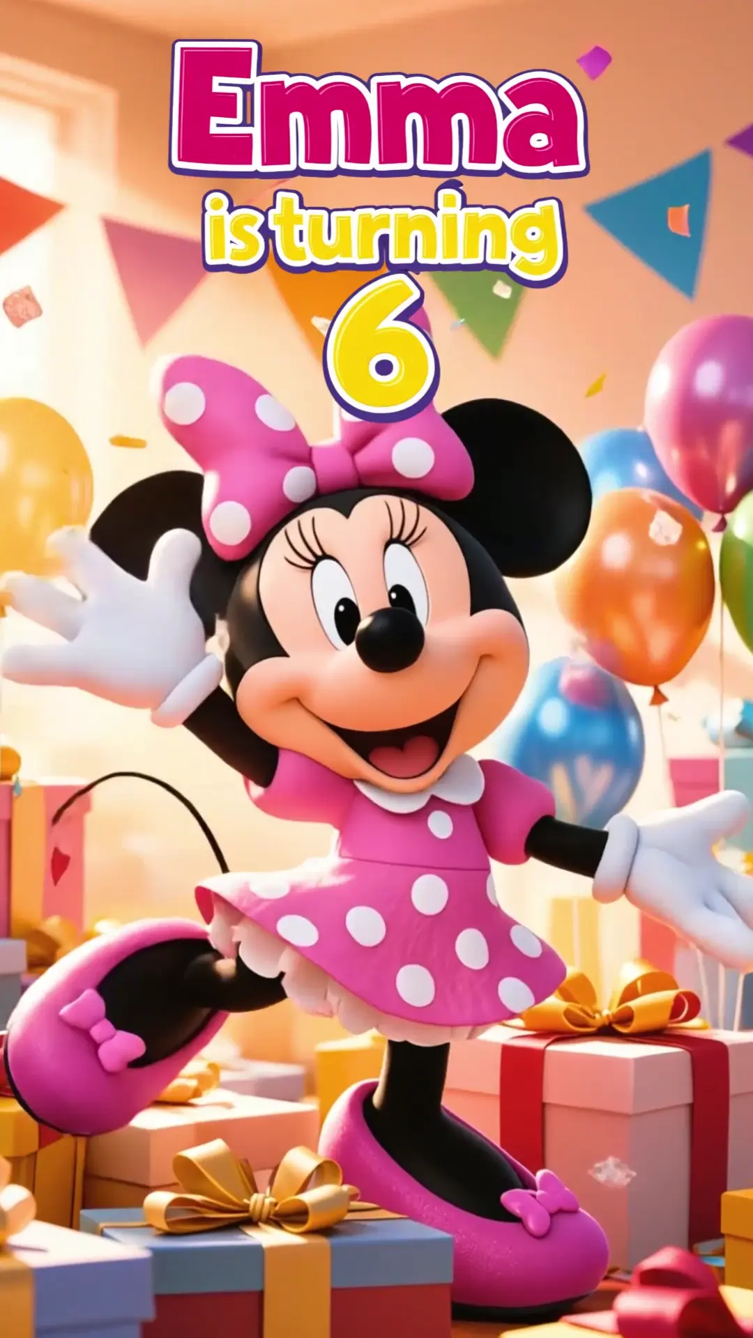 Minnie Mouse birthday video invitation with photo