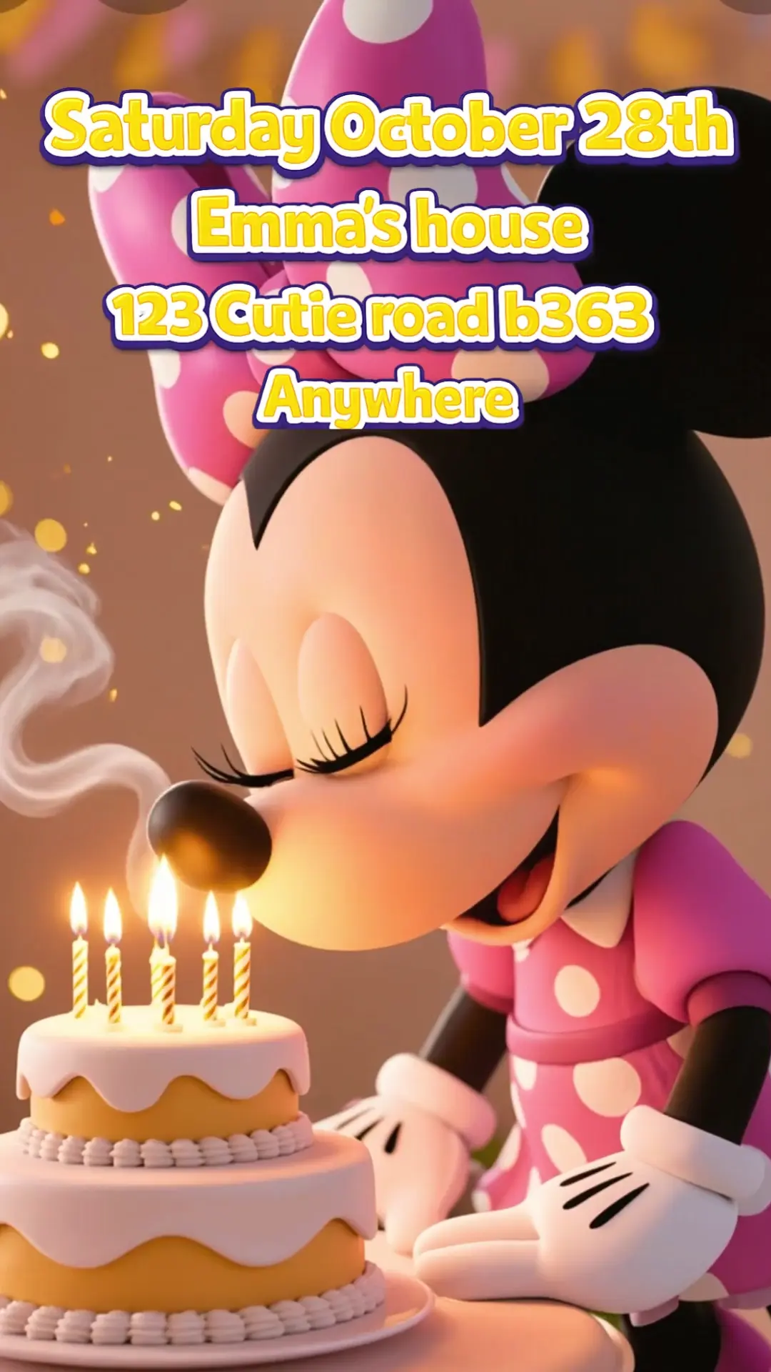 Minnie Mouse birthday video invitation with photo