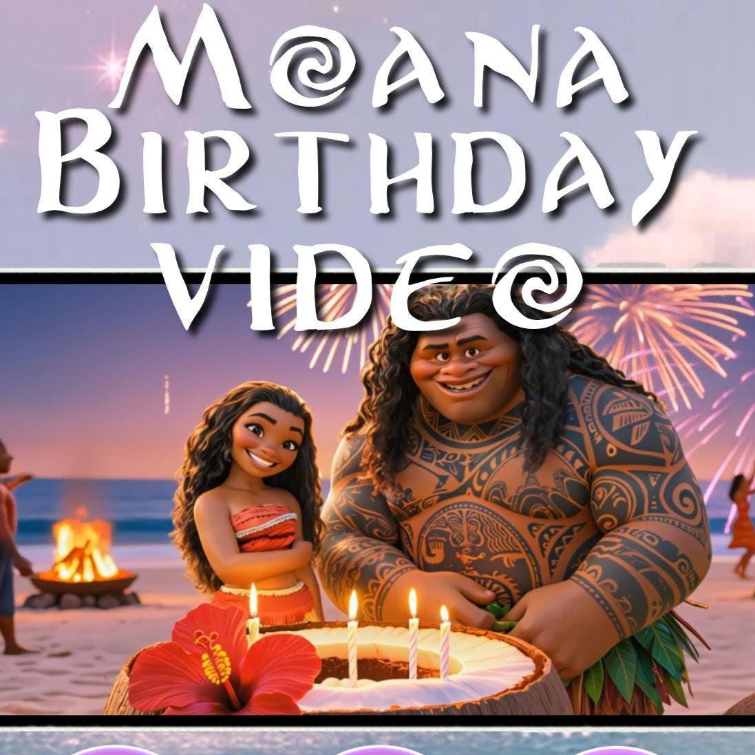 Urodzinowy prezent wideo Moana dla dziecka | Animowane wideo mobilne dla dzieci w hawajskim stylu z motywem Moany i Maui