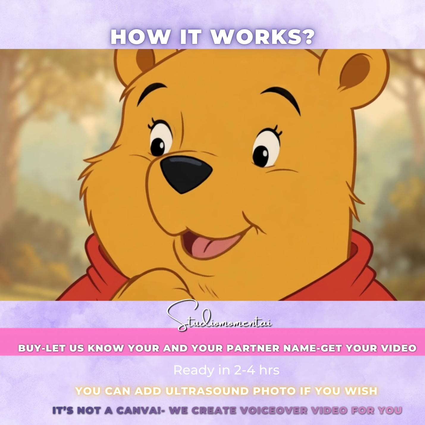 Personalised Classic Winnie the Pooh Inspired Pregnancy Announcement Video | Pooh & Piglet Baby Reveal | Custom Voiced Baby Announcement