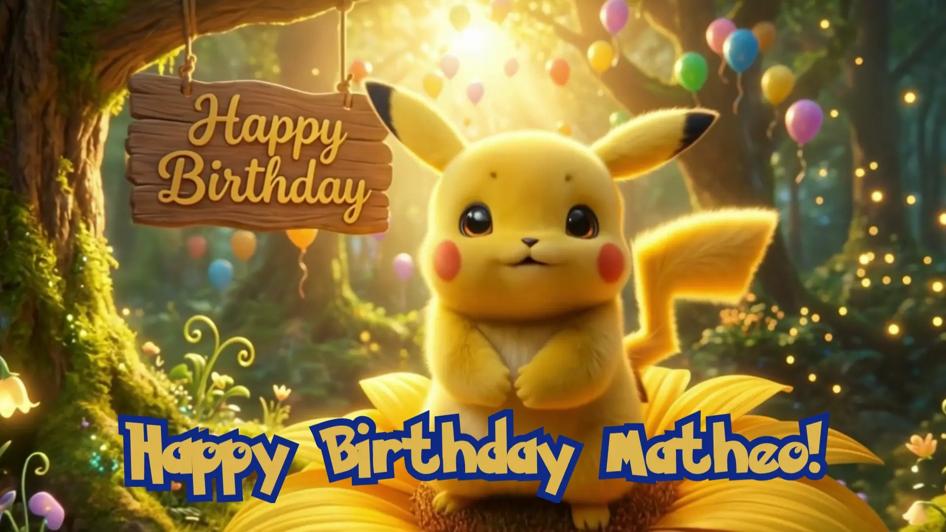 Pokemon Birthday Video gift Invitation and greetings custom bundle Magical Enchanted Forest Party Pikachu Animated video for kids