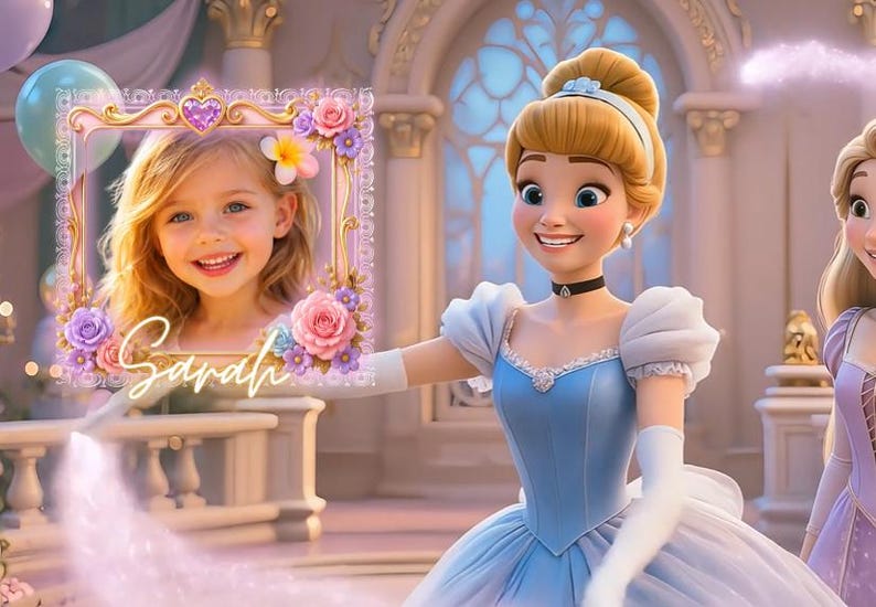 Princess Birthday Video: Animated Princesses Cinderella Bella Rapunzel Tangled birthday gift for girl (MP4 Digital instant Download) | Canva