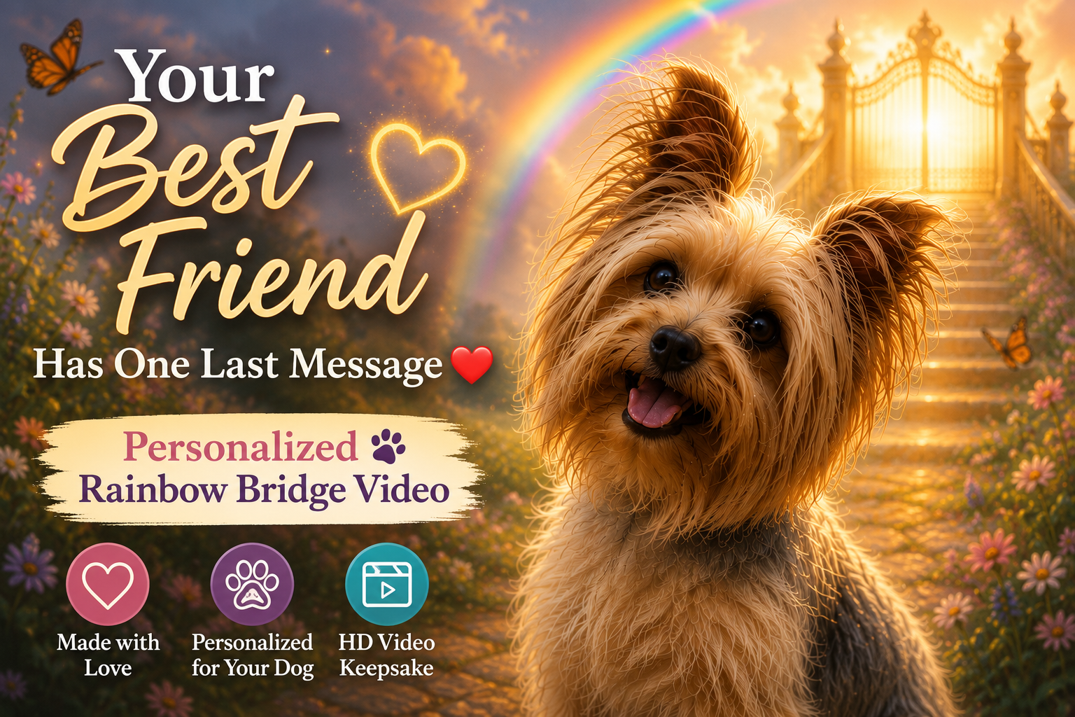 Personalized Rainbow Bridge Dog Video | Talking Dog Memorial | Custom Pet Loss Gift | Dog Remembrance Video | Keepsake