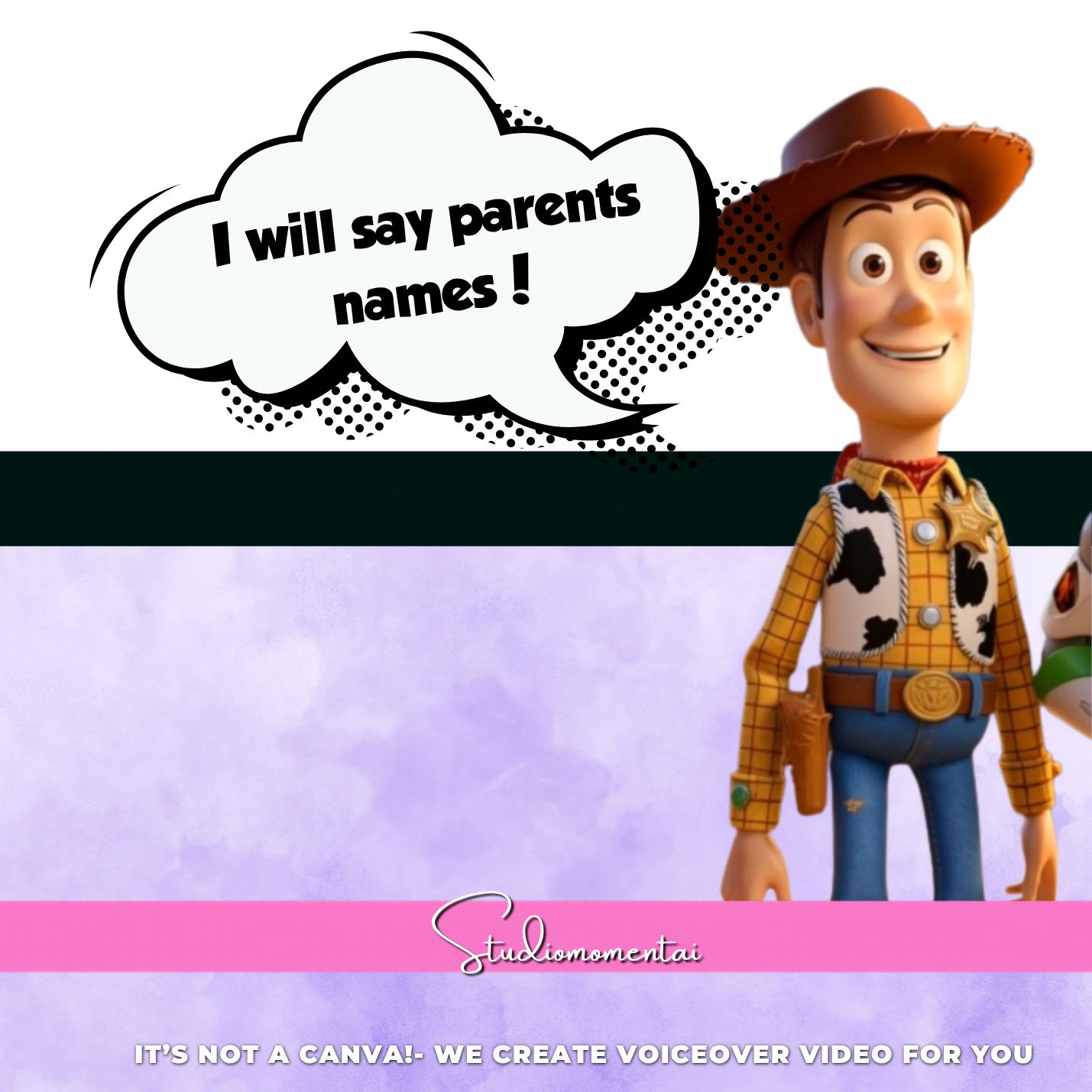 Personalizowany film z ogłoszeniem ciąży w stylu Toy Story | Baby reveal z Woodym i Buzzem | Wasze imiona w lektorze | Dostawa tego samego dnia | Animacja