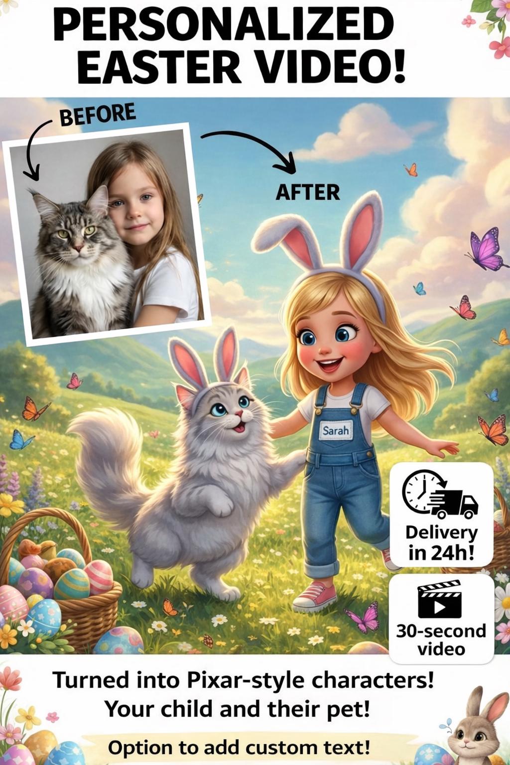 Pixar-style animation from a photo – a personalized Easter video for children with their favorite pet