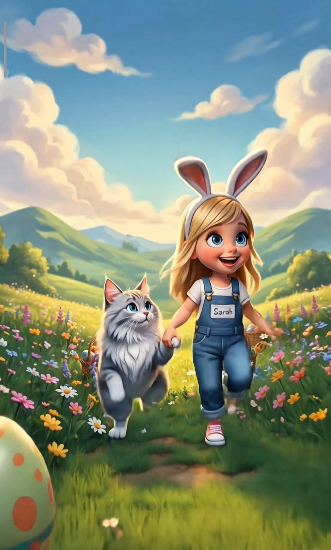 Vidéo de Pâques enfant et animal de compagnie style Pixar à partir d’une photo | Portrait cartoon animé personnalisé | Cadeau personnalisé pour enfant