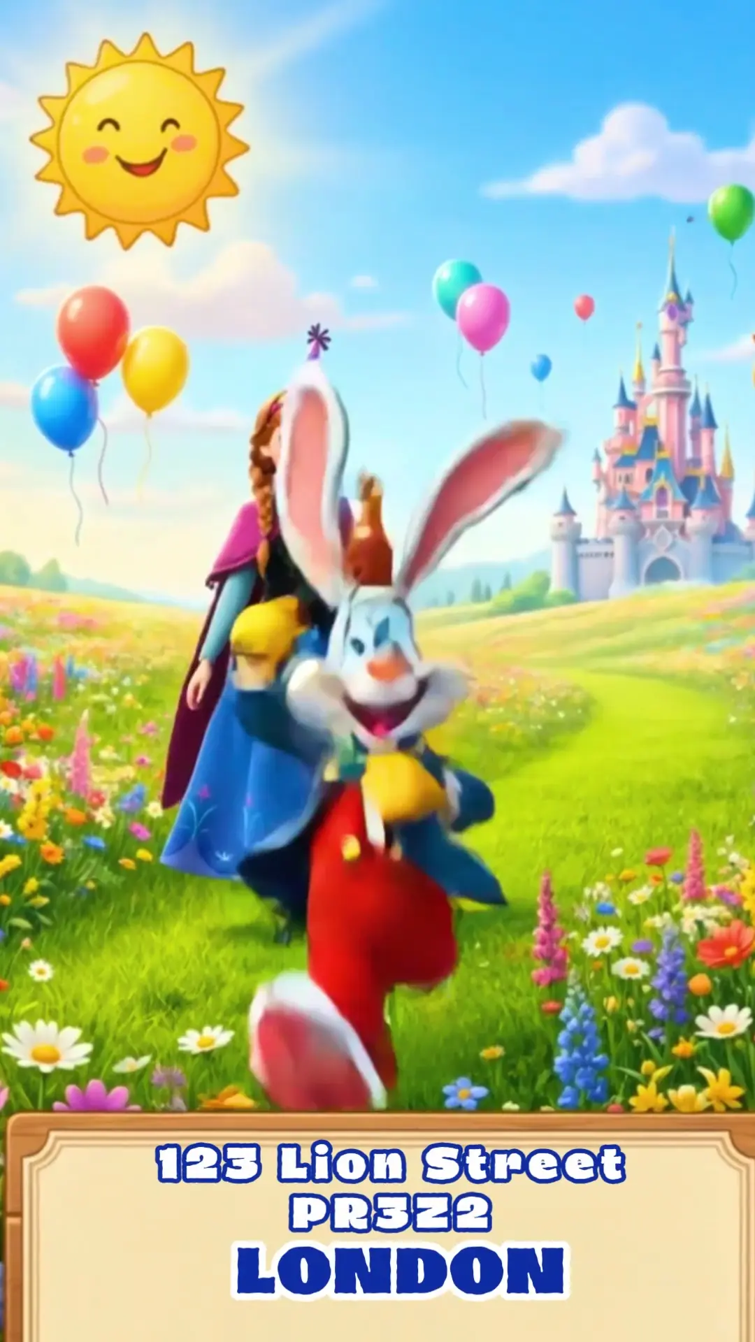 Mixed-character birthday video invitation for kids