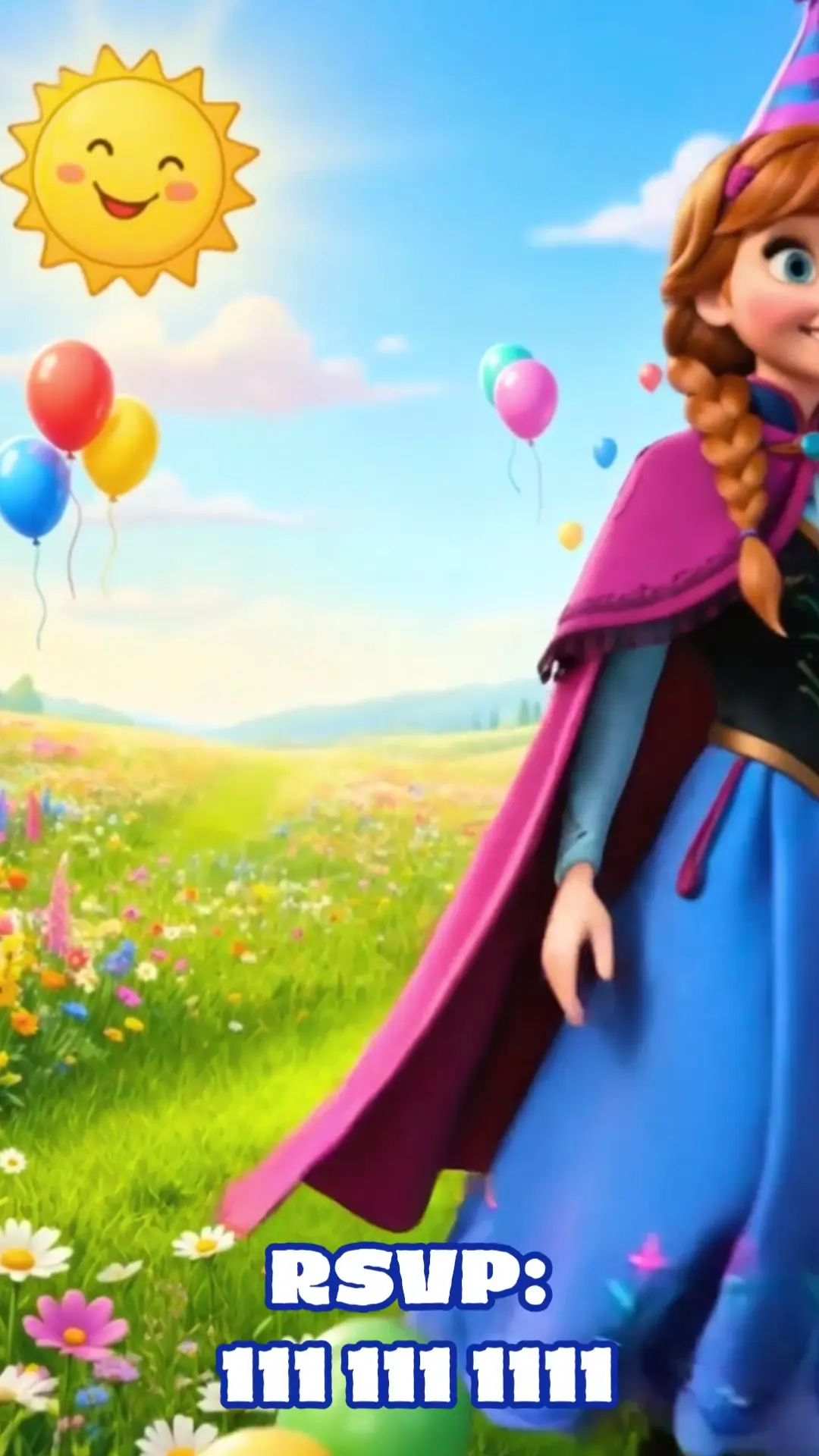 Mixed-character birthday video invitation for kids