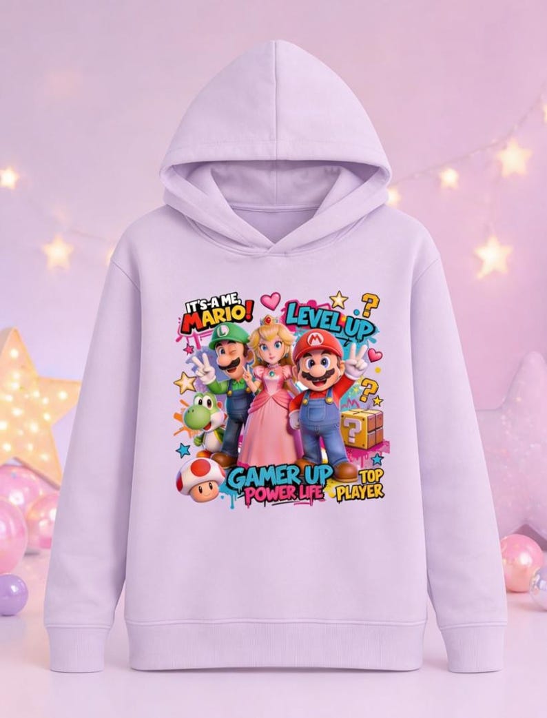 Super Mario and Friends PNG Design - Level Up Gamer Life Sublimation File PNG Bundle, Super Mario Luigi Princess Peach PNG 3 Sizes Included