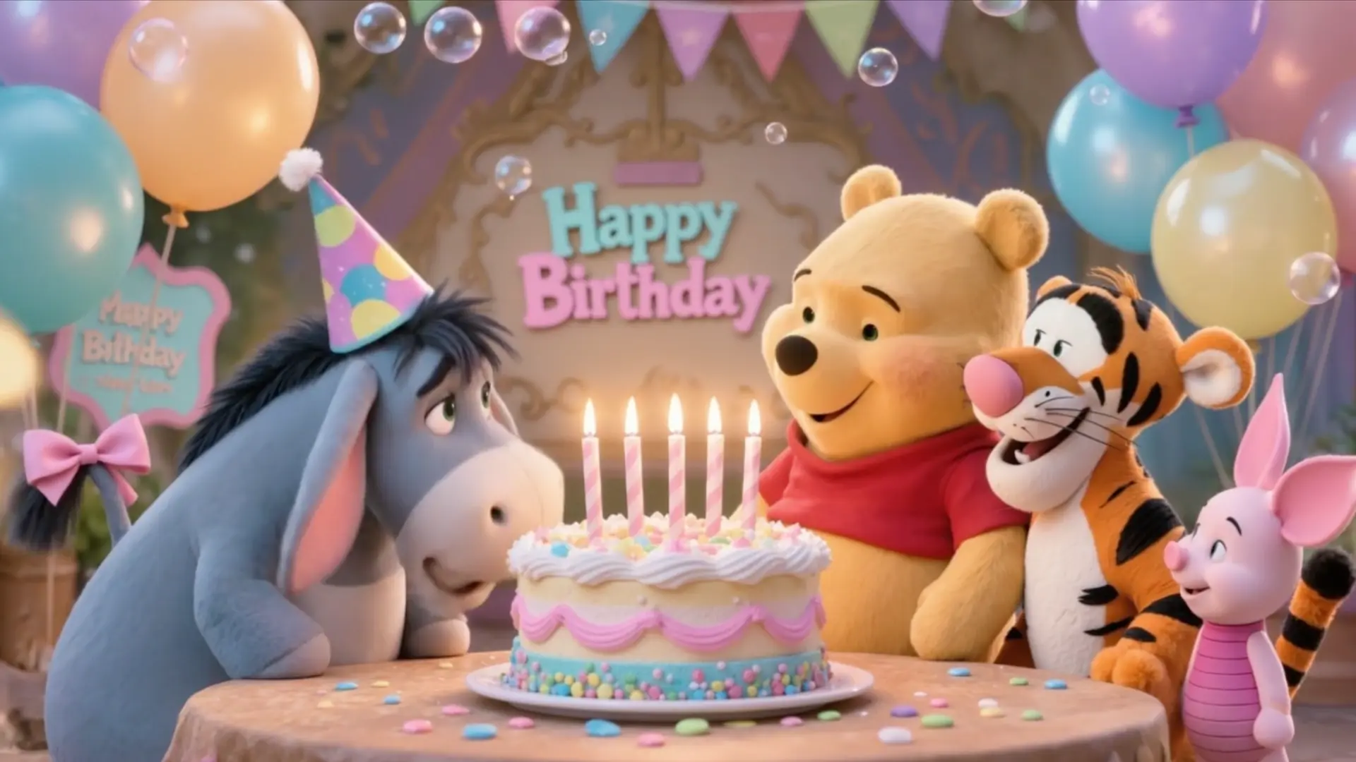 Winnie the Pooh Birthday Video, Editable Canva Template with Child Photo, Personalized MP4 Gift for Kids