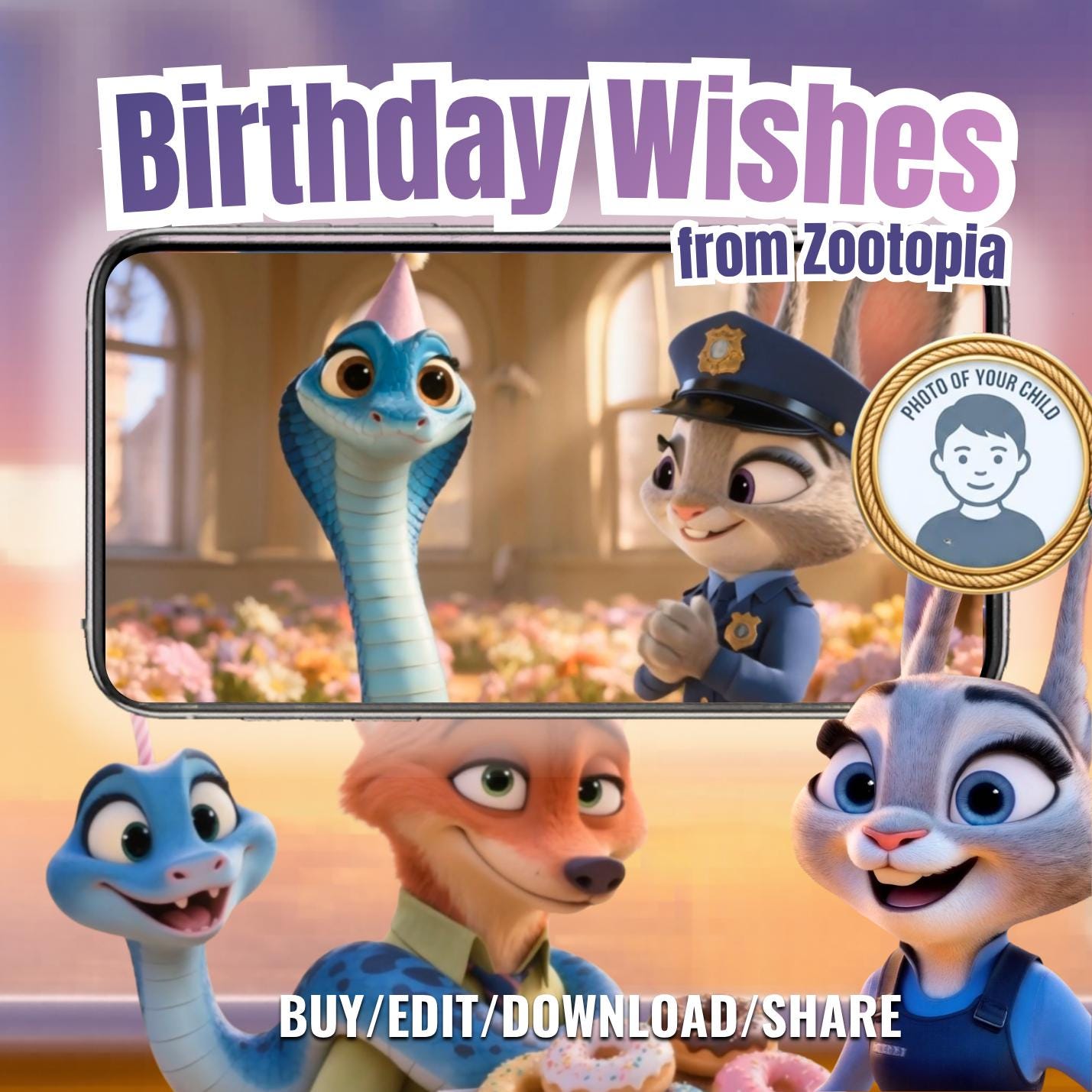 Video de felicitación de cumpleaños de Zootopia | Mensaje de cumpleaños personalizado para niños | Regalo digital personalizado